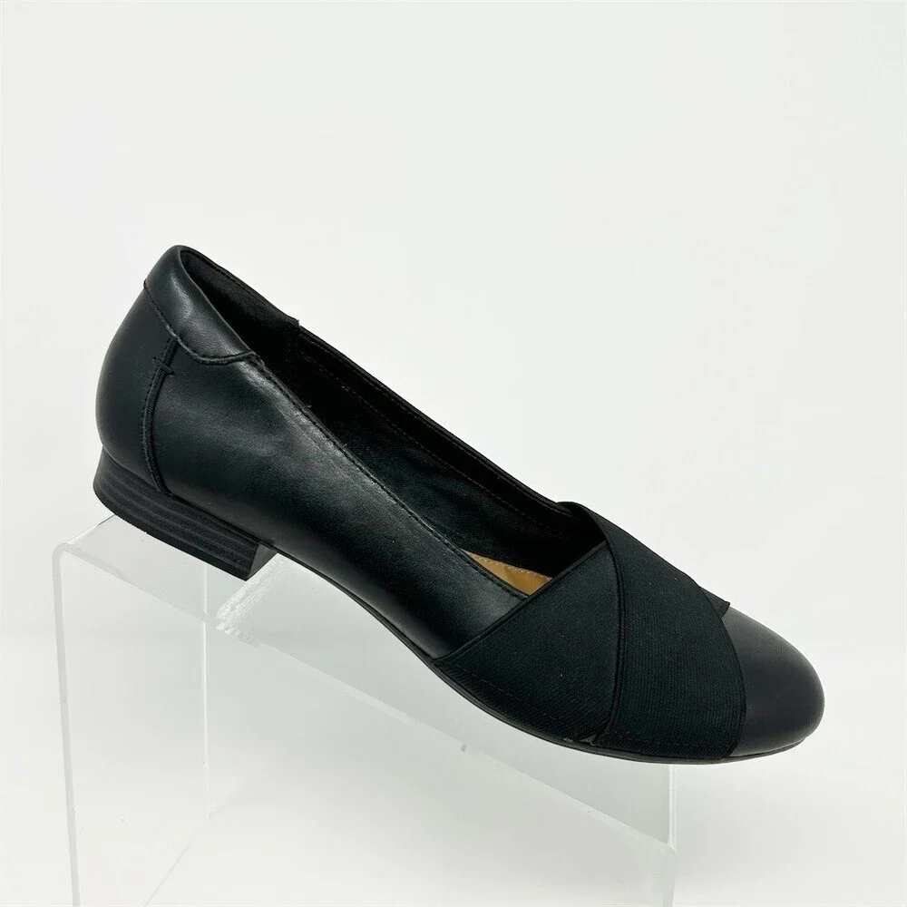 Clarks Collection Slip-On Flats Black Cushioned Comfort Size 10 Work Office